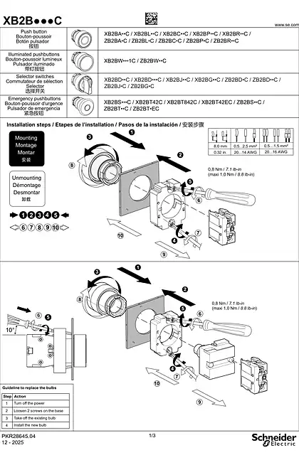 schneider施耐德XB2B●●●C, 说明书